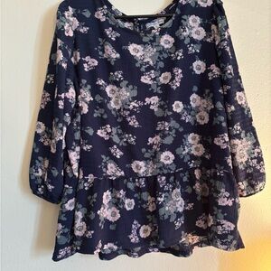 Floral Navy Blue Women's Top